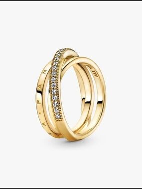 Pandora Crossover Pavé Triple Band Ring 169057c01-5614k gold plating